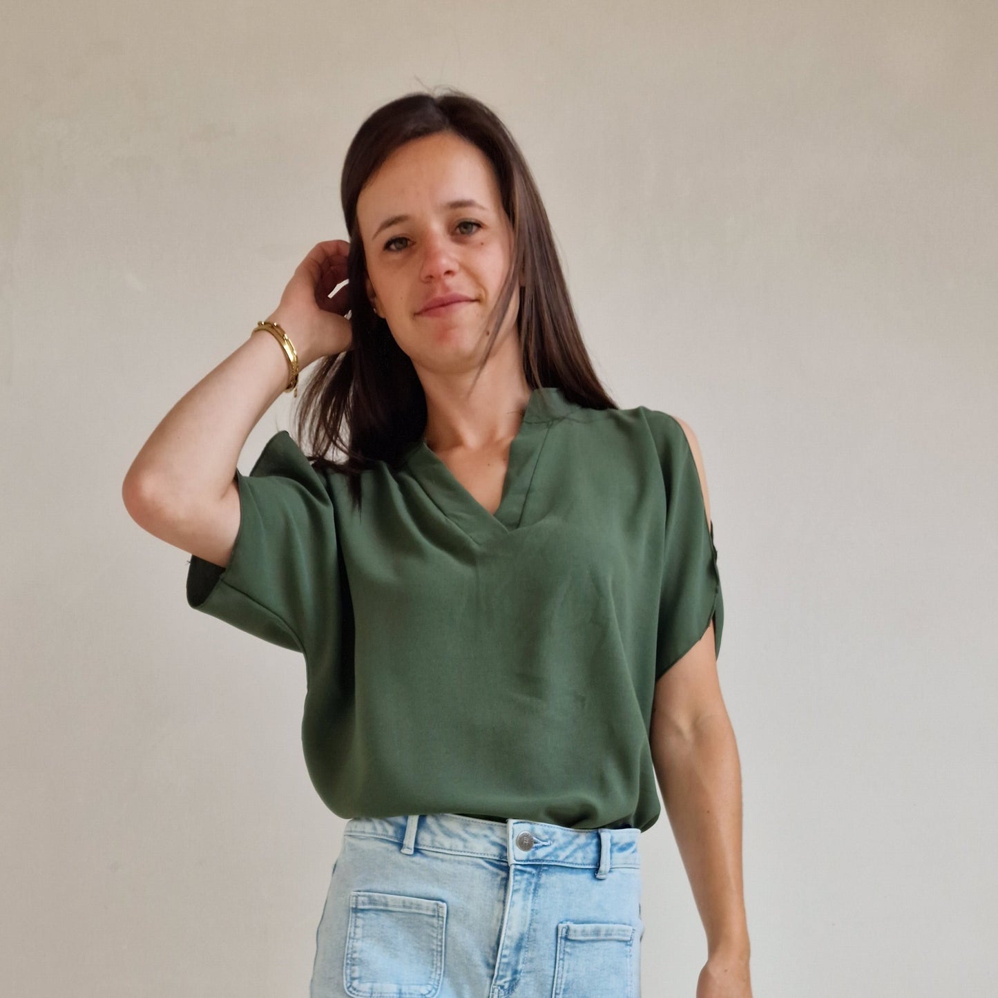 Blouse, kaki