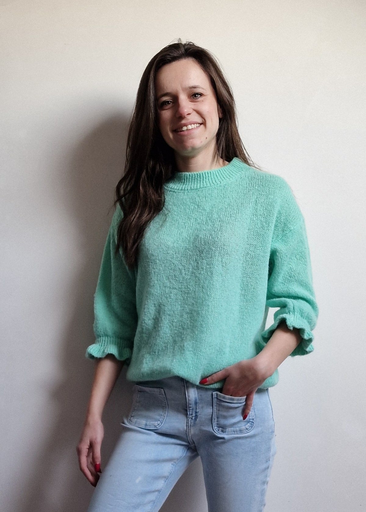 Very soft mohair sweater turquoise