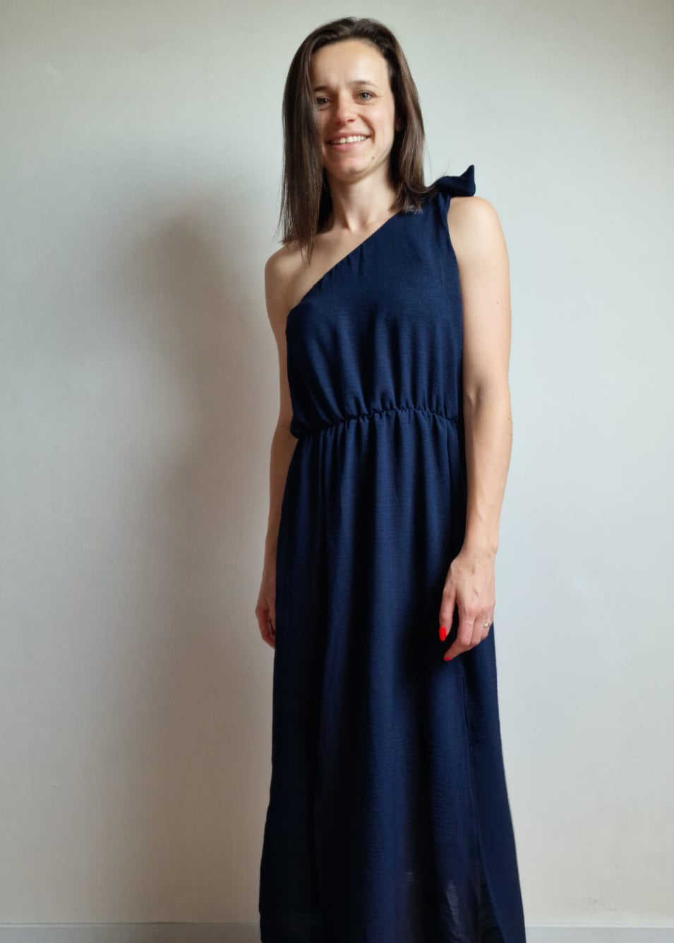 Schouder kleed- navy