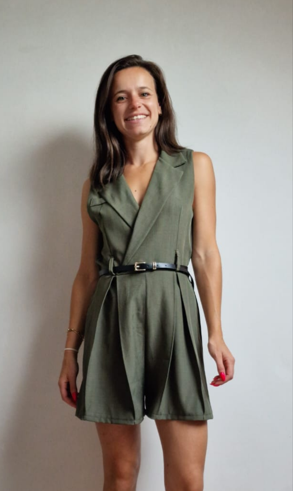 Combishort met riem -kaki
