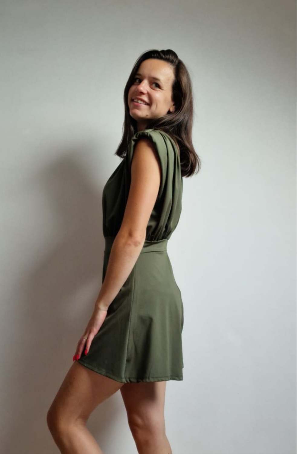 Mouwloze Combishort -Kaki