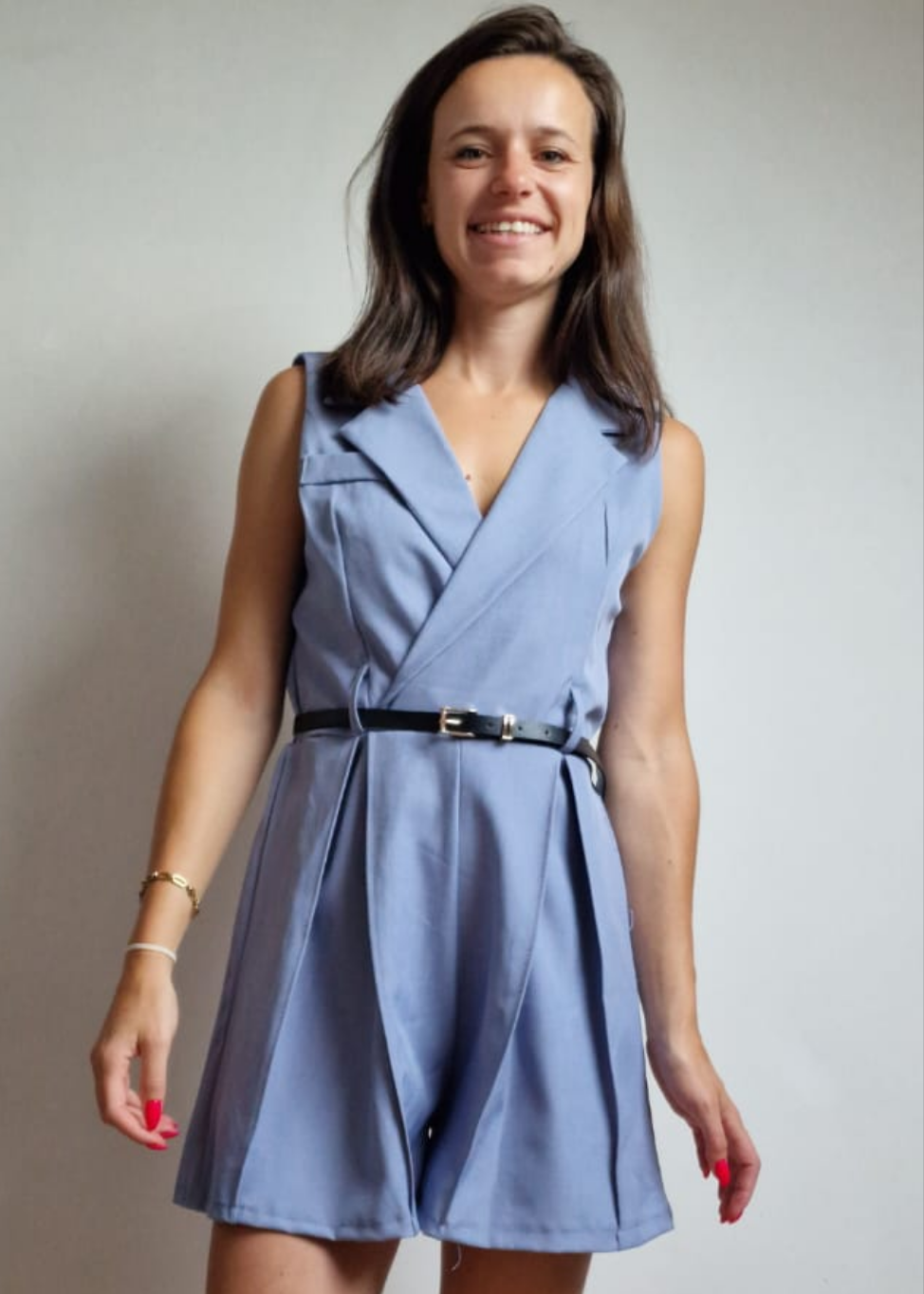 Combishort met riem -jeans
