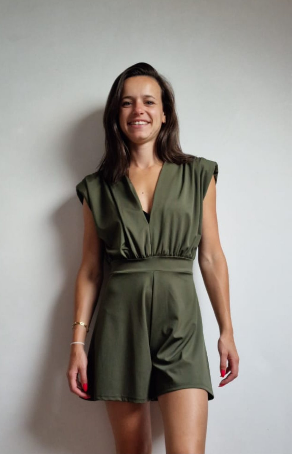 Mouwloze Combishort -Kaki