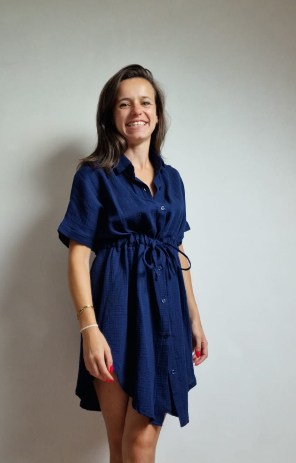 Shirtjurk van Elastische mouseline - navy