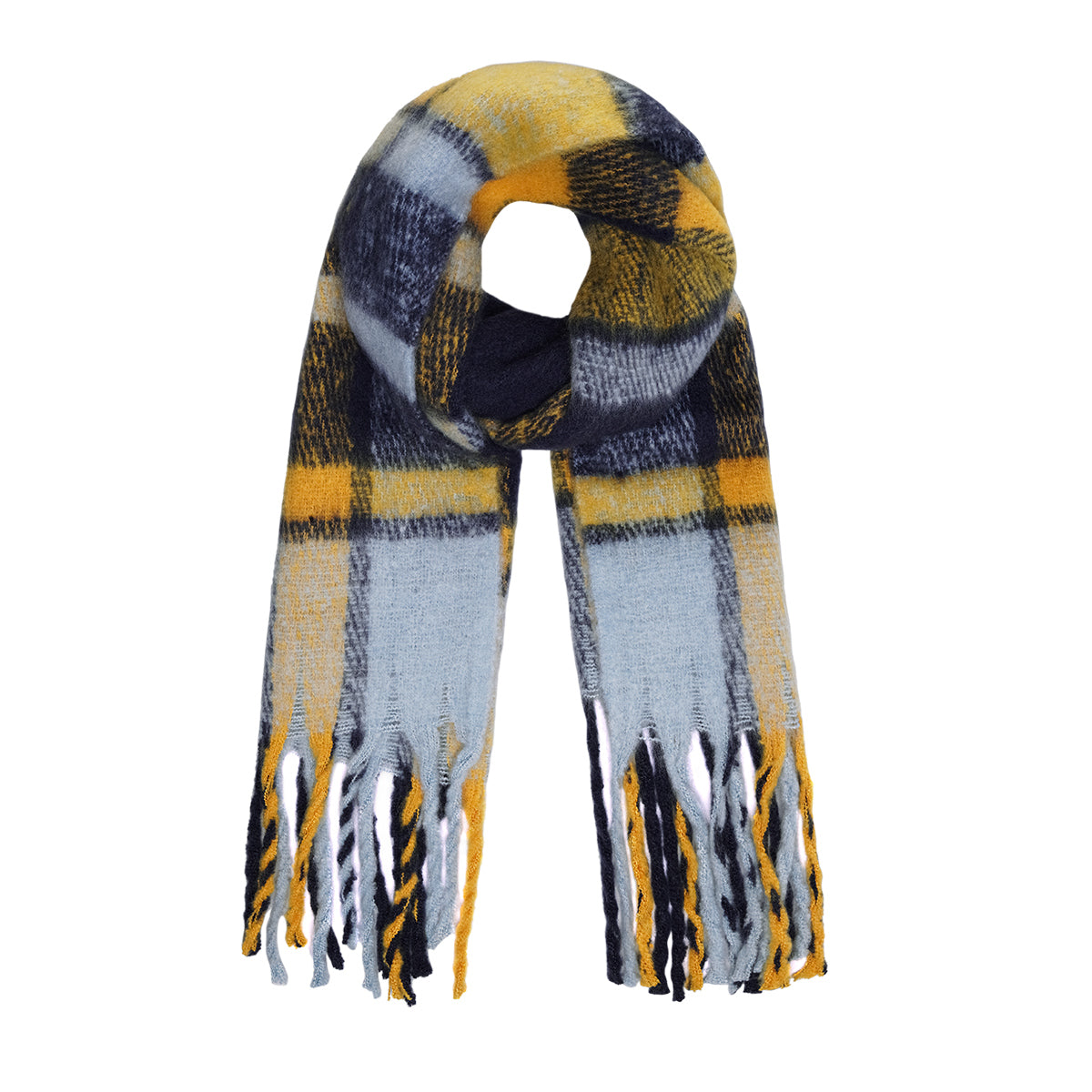 Sjaal geruite kleuren, blauw en geel