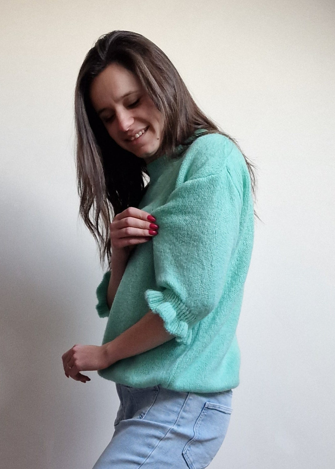 Very soft mohair sweater turquoise