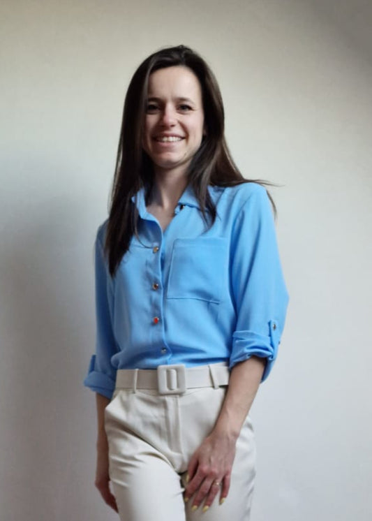 Blouse met gouden knopen - lichtblue