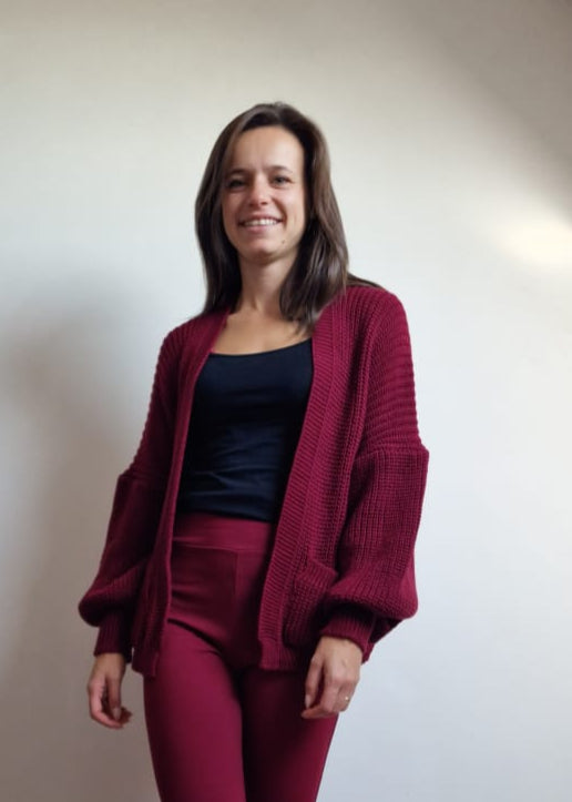 Cardigan met zakken - burgundy
