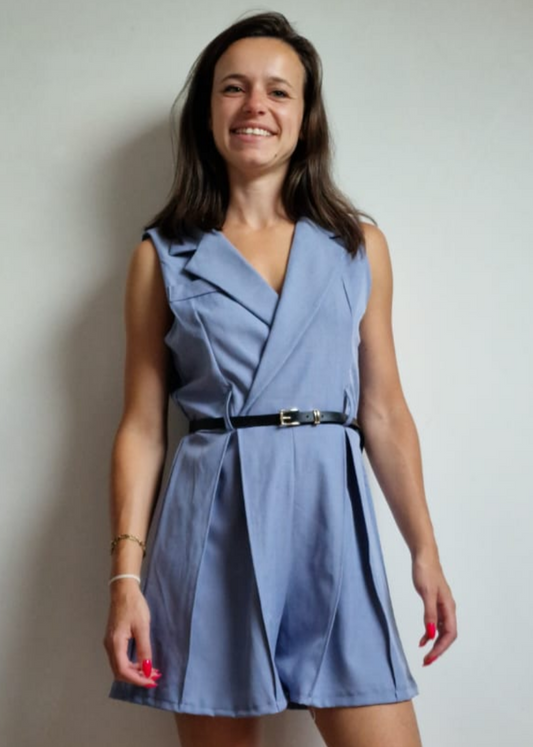 Combishort met riem -jeans