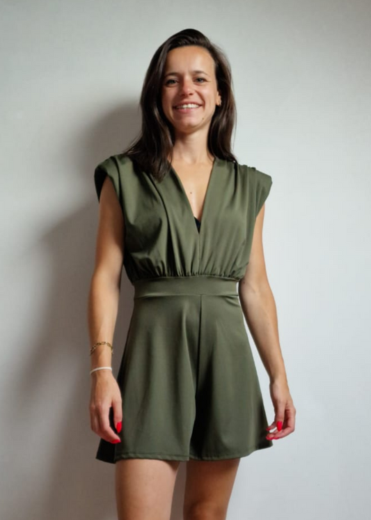 Mouwloze Combishort -Kaki