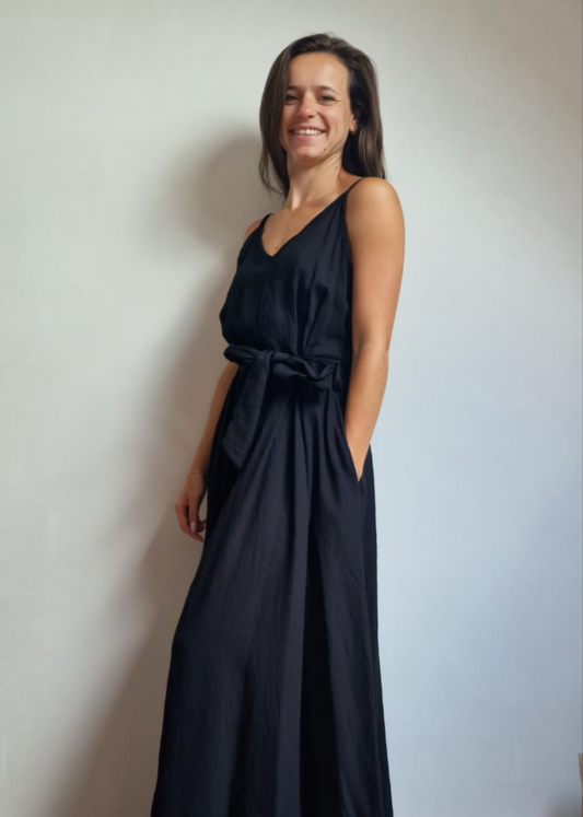 Flowey jurk -Black