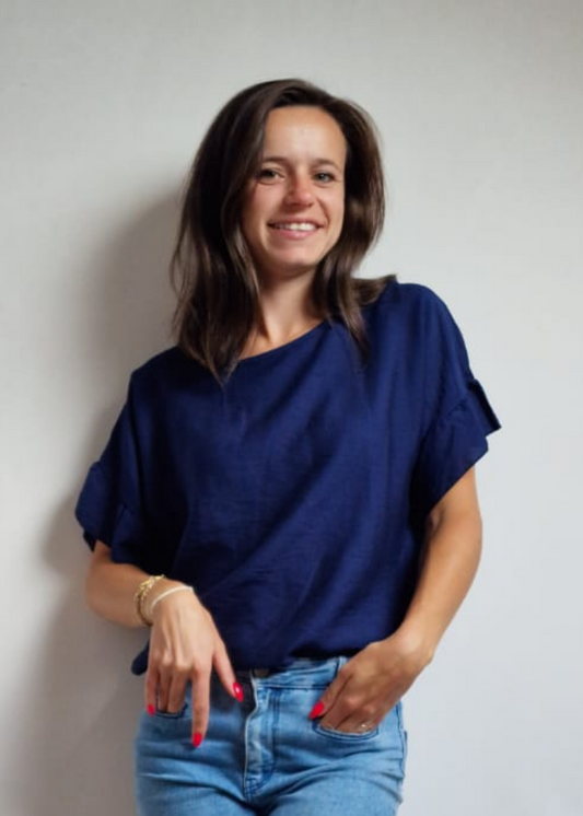 Bloes met vleugelmouwen - navy
