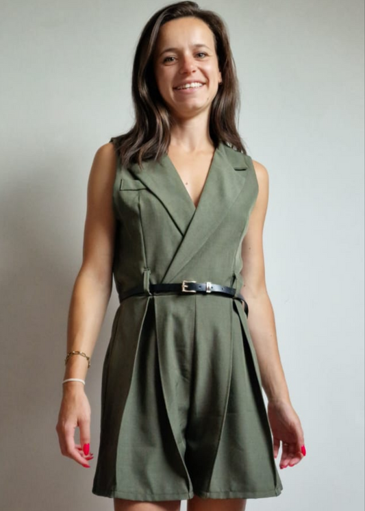Combishort met riem -kaki