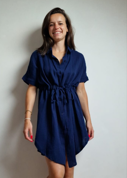 Shirtjurk van Elastische mouseline - navy