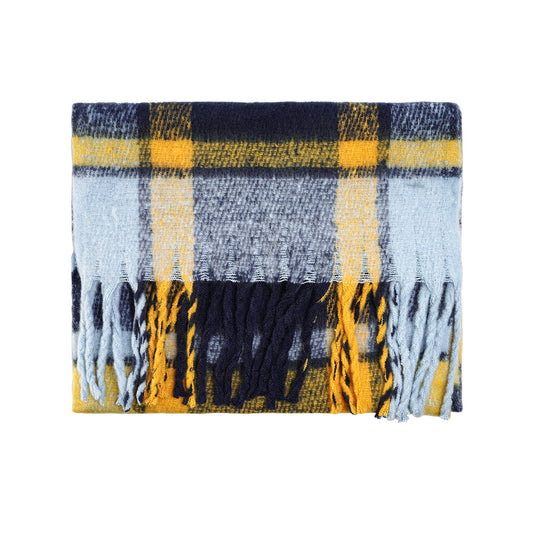Sjaal geruite kleuren, blauw en geel