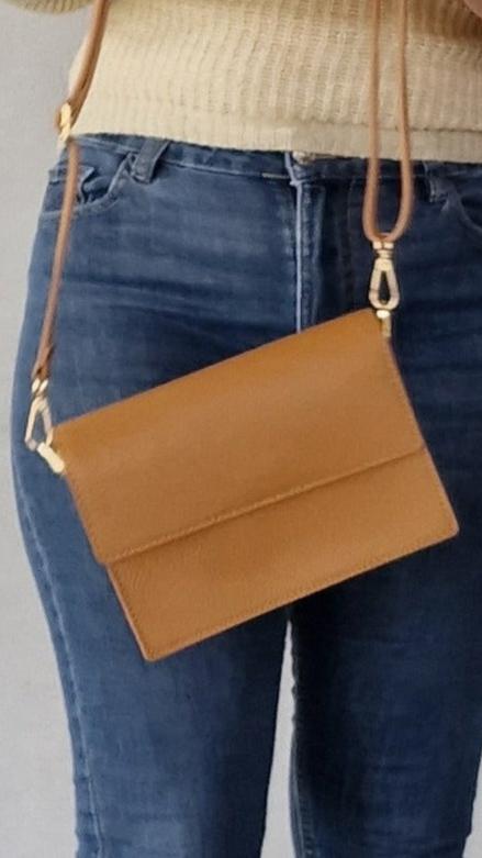 Handtas leder, camel